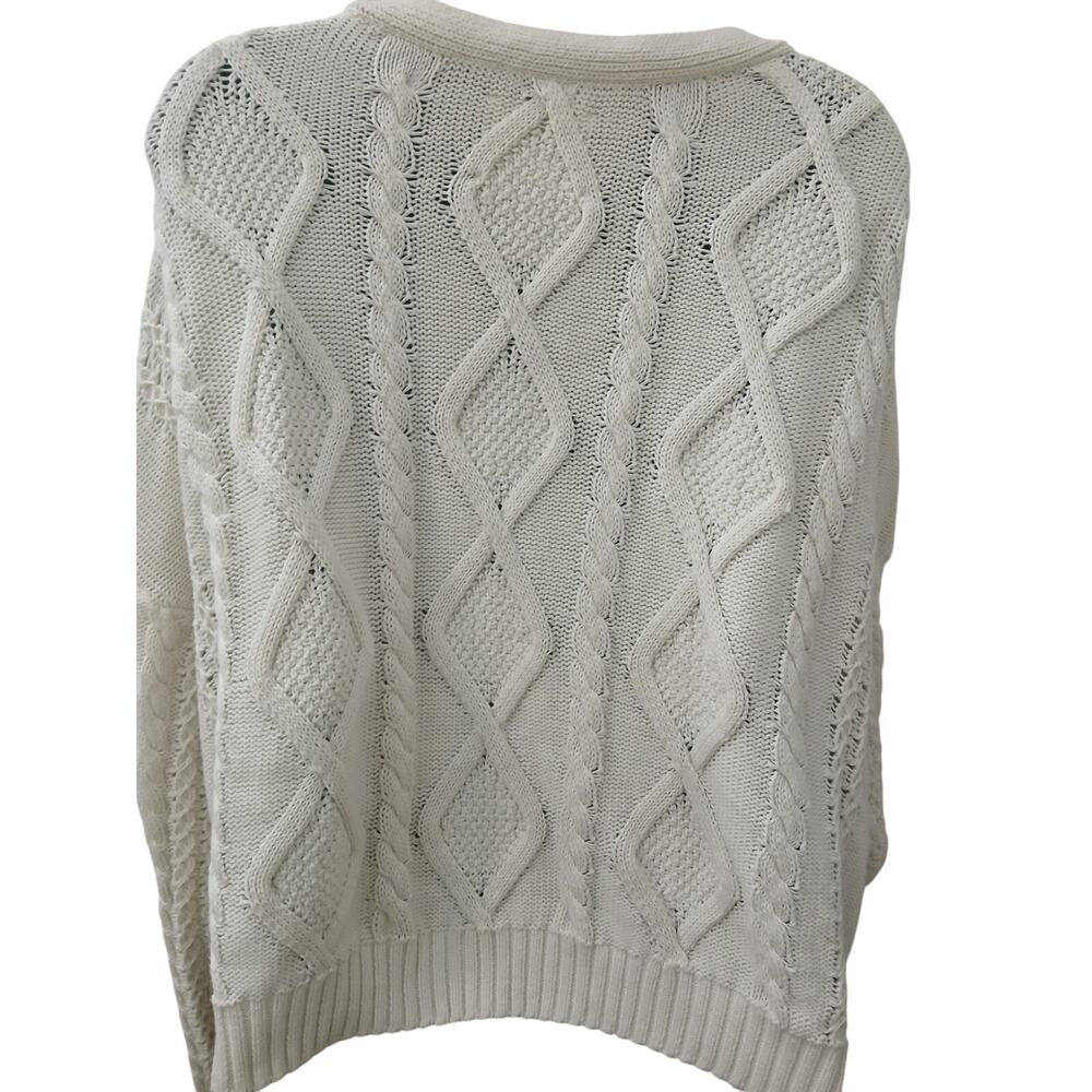 Lucky Brand Cozy Off White Cable Knit Cardigan Buttons sz XL - Picture 6 of 11